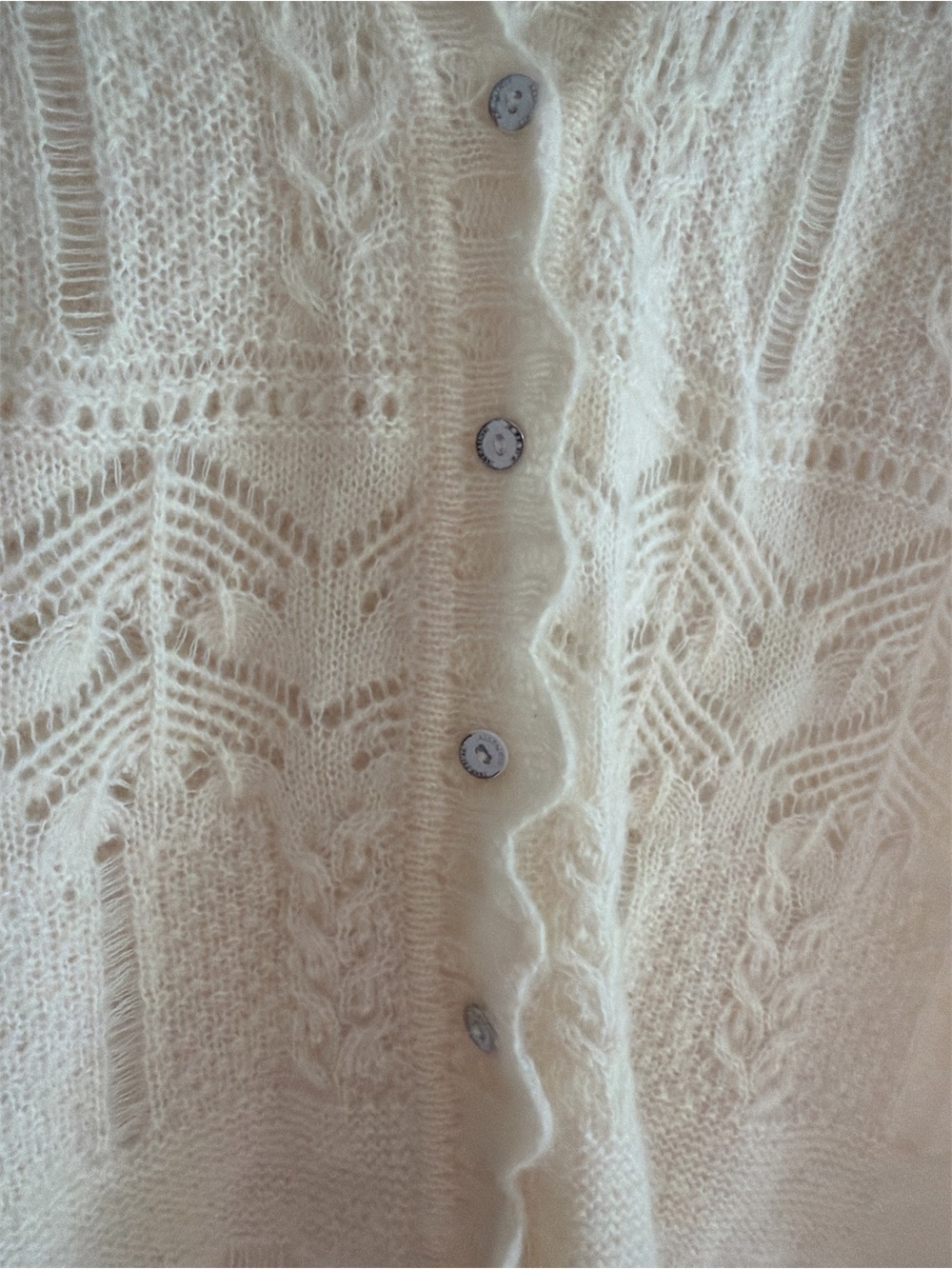 All Saints Cream Openwork Lace-Pattern Cardigan - Picture 2 of 3